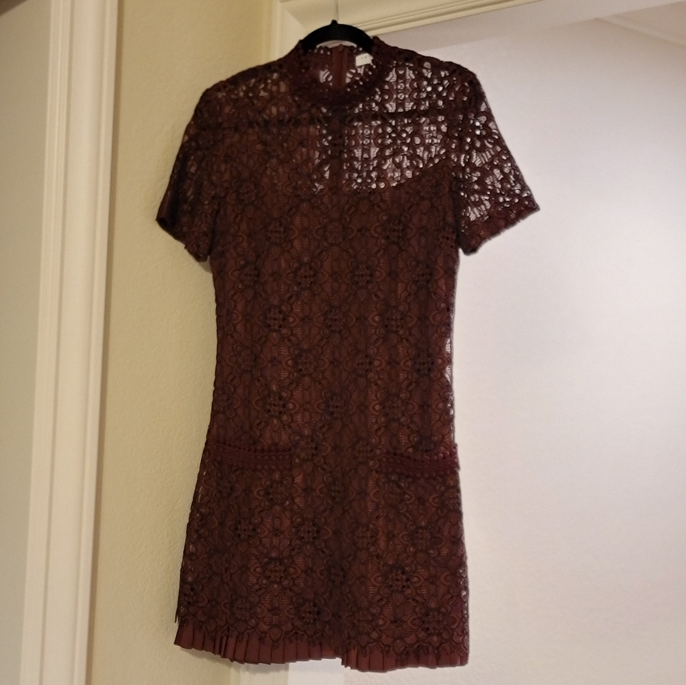 Sandro, Burgundy, Lace, size 40 dress